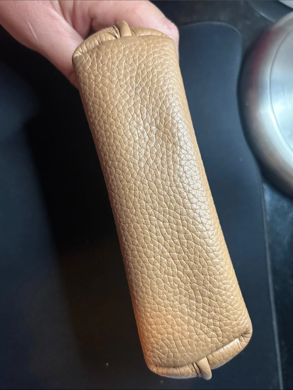 Brighton Tan Braided Accent Leather Cosmetic Pouch